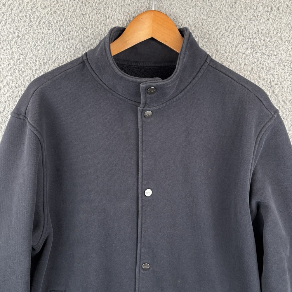 Vuori Seaside Fleece Bomber Jacket Mens XL Navy Snap Front Mock Neck V296 *READ* - Picture 2 of 11